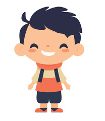 Cute cartoon boy smiling with a backpack