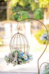 wedding flower in a cage