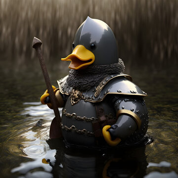 Scary Rubber Duck Medieval Knight, Generative AI