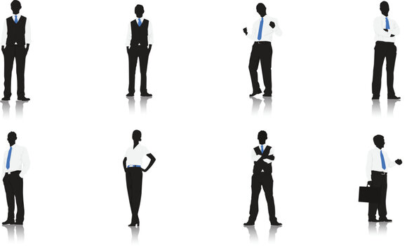 silhouettes of people various action and walking stock illustration
