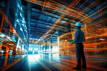 Warehouse worker meticulously managing inventory and coordinating delivery for seamless transportation