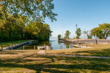 Dock At Calumet County Park Harbor Near Hilbert, Wisconsin, In September