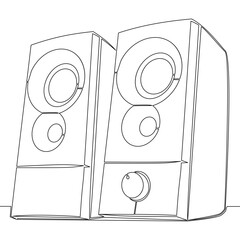 Continuous line drawing music system speakers Musical equipment icon vector illustration concept