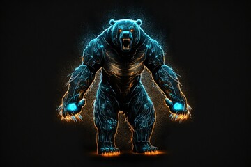 Obraz na płótnie Canvas Scary black bear fantasy character created with Generative AI 
