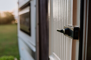 Detail of van parking in the nature.