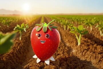 Strawberry robot creature created with Generative AI 