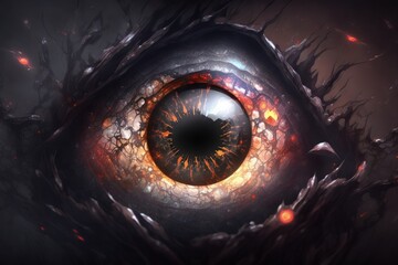 Fantasy dragon eye created with Generative AI 