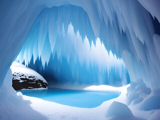 beautiful blue ice cave background