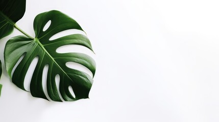 monstera Minimalism white Background with empty Copy Space generative ai