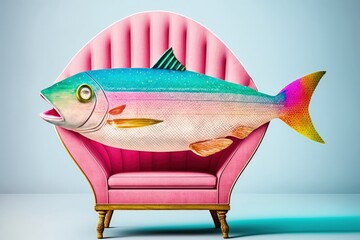 Fantasy fish chair created with Generative AI 