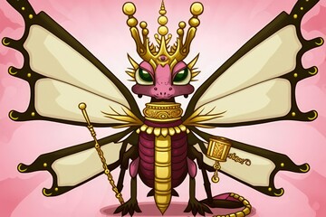 Pink King dragonfly character created with Generative AI 