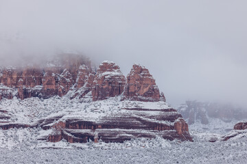 Scenic Snow Covered Landscape of Sedona Arizona in Winter