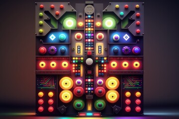 Luminous magical square with geometric objects created with Generative AI 