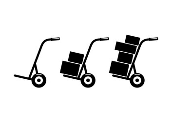 Hand truck vector icons on white background