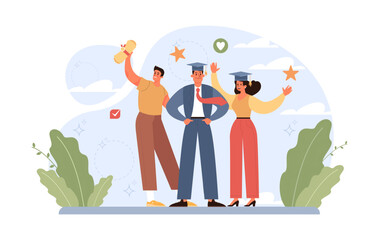 High school or college graduation. Celebration and diploma awarding