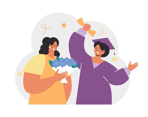 Obraz premium High school or college graduation. Celebration and diploma awarding