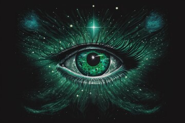 Cosmic being malachite eye created with Generative AI 
