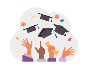 High school or college graduation. Celebration and diploma awarding