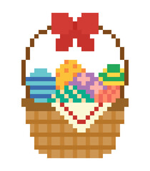 Easter Eggs Basket Pixel Art
