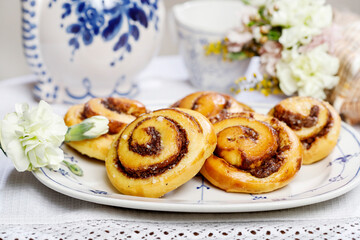 Kanelbulle - swedish cinnamon rolls on the table.