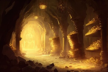 Golden treasure cave created with Generative AI 