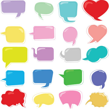 Set of colorful speech bubbles. Chatbox clipart