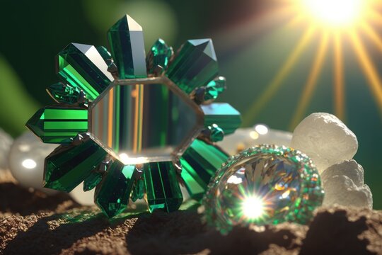Malachite luminous crystals created with Generative AI 