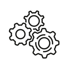 Gear icon or sign vector isolated on white background.