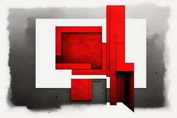 Red minimalism geometry objects created with Generative AI 