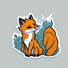 Obraz premium Sticker with an image of an animal fox. Generative AI.
