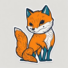 Sticker with an image of an animal fox. Generative AI.