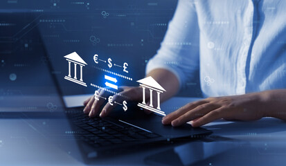 Money transfers from different currencies internationally and currency exchange. Online banking and interbank payment.
