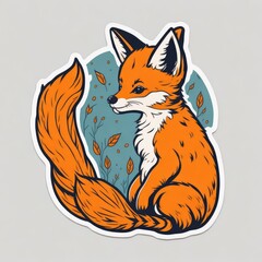 Sticker with an image of an animal fox. Generative AI.