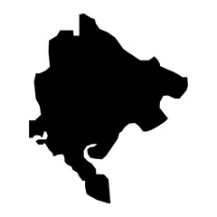 Vector Illustration of the Black Map of Montenegro on White Background