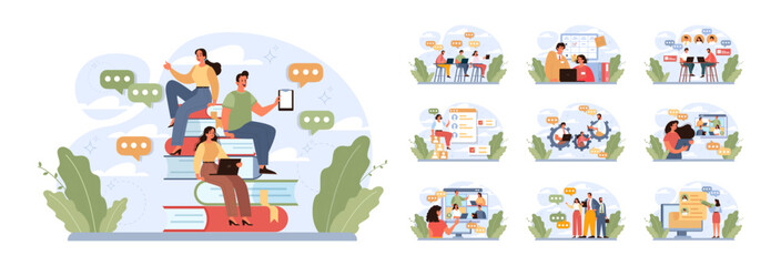 Brainstorming or discussion concept set. New idea generation