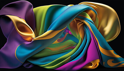 Silk scarf, luxurious, elegant, vibrant, smooth, alluring using generative art