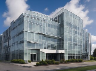Obraz premium Modern, contemporary, futuristic building exterior with dark color windows, design, construction and architecture - AI generated, generative AI 