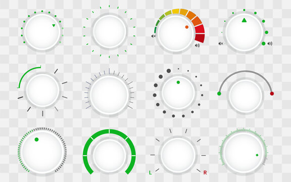 Adjustment dial collection. Set of adjustment dial on a transparent background