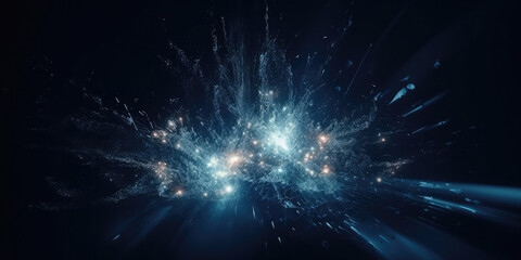 Blue futuristic technology background with organic motion. Generative AI