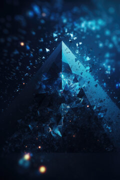 Blue futuristic technology background with triangular shapes. Generative AI