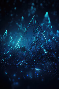 Blue futuristic technology background with triangular shapes. Generative AI