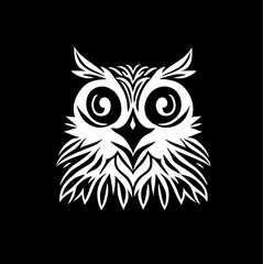 Fototapeta premium owl illustration design. Black cute owl head isolated, for fashion prints, textiles, clothing. stickers, posters and others