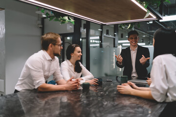 Young businesspeople having fun during break