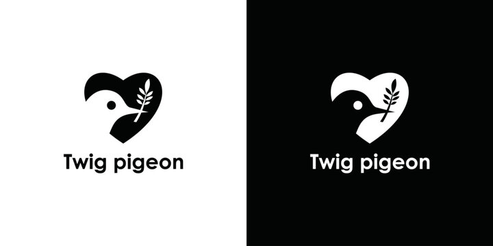 dove design template with heart shaped twig.