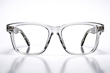 Pair of Translucent Oversized Square Frame Eyeglasses Isolated on White Background, Generative AI - 588389277