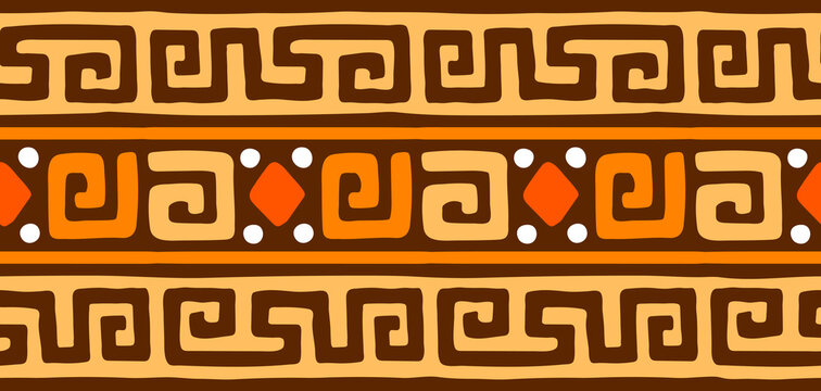 African seamless pattern. Hand stamp printing. Ethnic folk texture.