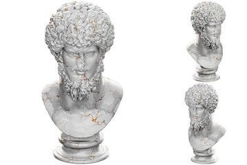 Obraz premium Colossal portrait of Lucius Verus 3D render, perfect for historical projects and museum promotions.