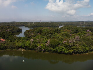 Obraz premium Drone aerial footage of billings dam