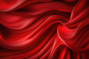 Naklejka na ściany i meble AI generated beautiful elegant red soft silk satin fabric background with waves and folds