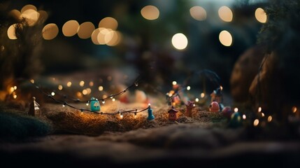 A bokeh background of a magical fairy garden with twinkling lights Generative AI